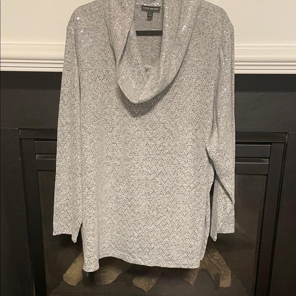 Lane Bryant Sparkling Silver Cowl Neck Tunic